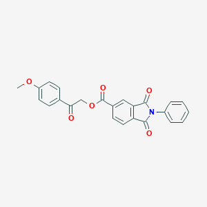 molecular formula C24H17NO6 B341336 2-(4-Methoxyphenyl)-2-oxoethyl 1,3-dioxo-2-phenyl-5-isoindolinecarboxylate 