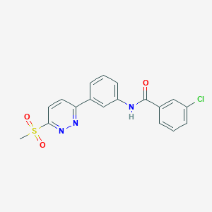 molecular formula C18H14ClN3O3S B3413376 3-chloro-N-[3-(6-methanesulfonylpyridazin-3-yl)phenyl]benzamide CAS No. 946226-28-4