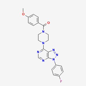molecular formula C22H20FN7O2 B3413386 (4-(3-(4-fluorophenyl)-3H-[1,2,3]triazolo[4,5-d]pyrimidin-7-yl)piperazin-1-yl)(4-methoxyphenyl)methanone CAS No. 946229-53-4
