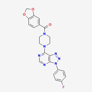 molecular formula C22H18FN7O3 B3413406 7-[4-(1,3-benzodioxol-5-ylcarbonyl)piperazin-1-yl]-3-(4-fluorophenyl)-3H-[1,2,3]triazolo[4,5-d]pyrimidine CAS No. 946229-68-1
