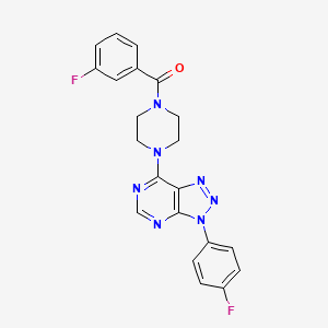 molecular formula C21H17F2N7O B3413422 (3-fluorophenyl)(4-(3-(4-fluorophenyl)-3H-[1,2,3]triazolo[4,5-d]pyrimidin-7-yl)piperazin-1-yl)methanone CAS No. 946229-84-1
