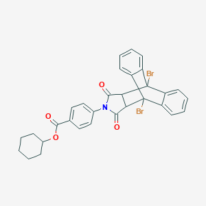 Cyclohexyl 4-(1,8-dibromo-16,18-dioxo-17-azapentacyclo[6.6.5.0~2,7~.0~9,14~.0~15,19~]nonadeca-2,4,6,9,11,13-hexaen-17-yl)benzoate (non-preferred name)