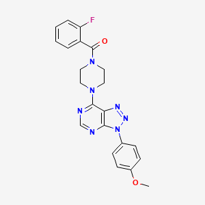 molecular formula C22H20FN7O2 B3413441 (2-fluorophenyl)(4-(3-(4-methoxyphenyl)-3H-[1,2,3]triazolo[4,5-d]pyrimidin-7-yl)piperazin-1-yl)methanone CAS No. 946230-40-6