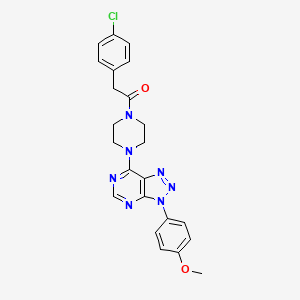 molecular formula C23H22ClN7O2 B3413443 7-{4-[(4-chlorophenyl)acetyl]piperazin-1-yl}-3-(4-methoxyphenyl)-3H-[1,2,3]triazolo[4,5-d]pyrimidine CAS No. 946230-52-0
