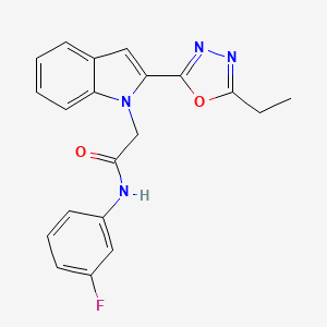 molecular formula C20H17FN4O2 B3413450 2-[2-(5-ethyl-1,3,4-oxadiazol-2-yl)-1H-indol-1-yl]-N-(3-fluorophenyl)acetamide CAS No. 946231-51-2