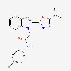 molecular formula C21H19ClN4O2 B3413469 N-(4-chlorophenyl)-2-(2-(5-isopropyl-1,3,4-oxadiazol-2-yl)-1H-indol-1-yl)acetamide CAS No. 946233-13-2