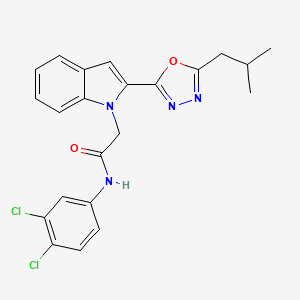 molecular formula C22H20Cl2N4O2 B3413491 N-(3,4-dichlorophenyl)-2-(2-(5-isobutyl-1,3,4-oxadiazol-2-yl)-1H-indol-1-yl)acetamide CAS No. 946233-75-6
