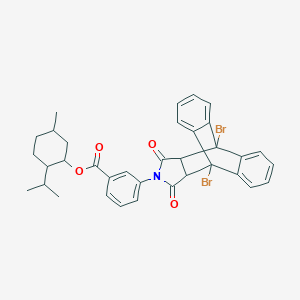 5-Methyl-2-(propan-2-yl)cyclohexyl 3-(1,8-dibromo-16,18-dioxo-17-azapentacyclo[6.6.5.0~2,7~.0~9,14~.0~15,19~]nonadeca-2,4,6,9,11,13-hexaen-17-yl)benzoate (non-preferred name)
