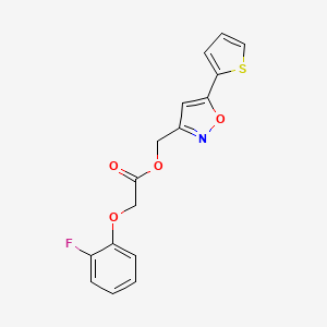 molecular formula C16H12FNO4S B3413515 (5-(Thiophen-2-yl)isoxazol-3-yl)methyl 2-(2-fluorophenoxy)acetate CAS No. 946238-32-0