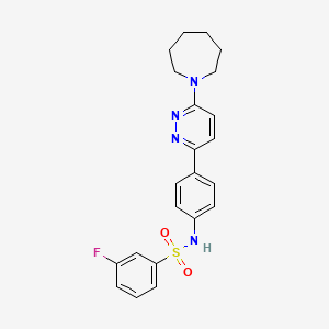 molecular formula C22H23FN4O2S B3413528 N-[4-(6-azepan-1-ylpyridazin-3-yl)phenyl]-3-fluorobenzenesulfonamide CAS No. 946238-82-0