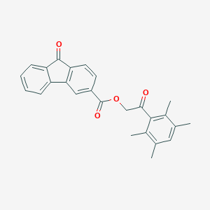 molecular formula C26H22O4 B341357 2-oxo-2-(2,3,5,6-tetramethylphenyl)ethyl 9-oxo-9H-fluorene-3-carboxylate 
