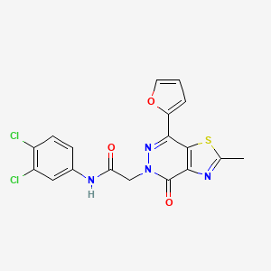 molecular formula C18H12Cl2N4O3S B3413570 N-(3,4-dichlorophenyl)-2-(7-(furan-2-yl)-2-methyl-4-oxothiazolo[4,5-d]pyridazin-5(4H)-yl)acetamide CAS No. 946240-76-2
