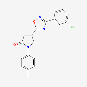 molecular formula C19H16ClN3O2 B3413599 4-[3-(3-Chlorophenyl)-1,2,4-oxadiazol-5-yl]-1-(4-methylphenyl)pyrrolidin-2-one CAS No. 946243-50-1