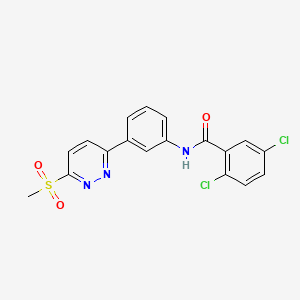 molecular formula C18H13Cl2N3O3S B3413635 2,5-dichloro-N-[3-(6-methanesulfonylpyridazin-3-yl)phenyl]benzamide CAS No. 946251-91-8