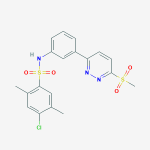 molecular formula C19H18ClN3O4S2 B3413638 4-chloro-2,5-dimethyl-N-(3-(6-(methylsulfonyl)pyridazin-3-yl)phenyl)benzenesulfonamide CAS No. 946256-17-3