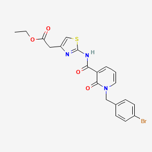 molecular formula C20H18BrN3O4S B3413639 Ethyl 2-(2-(1-(4-bromobenzyl)-2-oxo-1,2-dihydropyridine-3-carboxamido)thiazol-4-yl)acetate CAS No. 946256-25-3