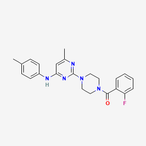 molecular formula C23H24FN5O B3413667 2-[4-(2-fluorobenzoyl)piperazin-1-yl]-6-methyl-N-(4-methylphenyl)pyrimidin-4-amine CAS No. 946258-08-8