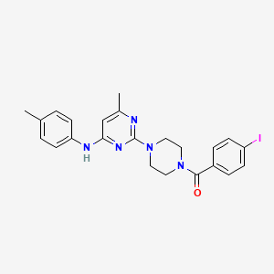 molecular formula C23H24IN5O B3413678 2-[4-(4-iodobenzoyl)piperazin-1-yl]-6-methyl-N-(4-methylphenyl)pyrimidin-4-amine CAS No. 946258-23-7