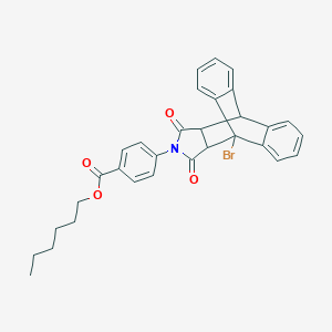 Hexyl 4-(1-bromo-16,18-dioxo-17-azapentacyclo[6.6.5.0~2,7~.0~9,14~.0~15,19~]nonadeca-2,4,6,9,11,13-hexaen-17-yl)benzoate (non-preferred name)