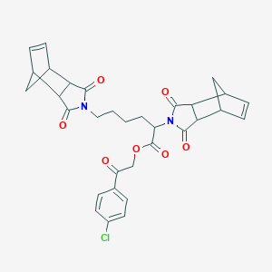 molecular formula C32H31ClN2O7 B341377 2-(4-chlorophenyl)-2-oxoethyl 2,6-bis(1,3-dioxo-1,3,3a,4,7,7a-hexahydro-2H-4,7-methanoisoindol-2-yl)hexanoate 