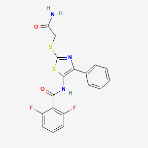 molecular formula C18H13F2N3O2S2 B3413786 N-(2-((2-amino-2-oxoethyl)thio)-4-phenylthiazol-5-yl)-2,6-difluorobenzamide CAS No. 946271-37-0