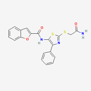 molecular formula C20H15N3O3S2 B3413790 N-(2-((2-amino-2-oxoethyl)thio)-4-phenylthiazol-5-yl)benzofuran-2-carboxamide CAS No. 946271-57-4