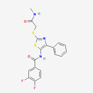 molecular formula C19H15F2N3O2S2 B3413795 3,4-difluoro-N-(2-((2-(methylamino)-2-oxoethyl)thio)-4-phenylthiazol-5-yl)benzamide CAS No. 946271-89-2