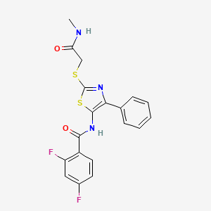 molecular formula C19H15F2N3O2S2 B3413799 2,4-difluoro-N-(2-((2-(methylamino)-2-oxoethyl)thio)-4-phenylthiazol-5-yl)benzamide CAS No. 946272-01-1