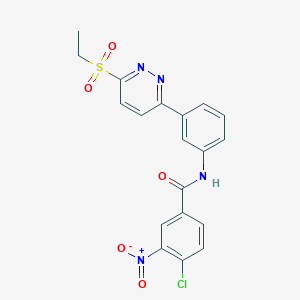 molecular formula C19H15ClN4O5S B3413806 4-chloro-N-(3-(6-(ethylsulfonyl)pyridazin-3-yl)phenyl)-3-nitrobenzamide CAS No. 946272-45-3
