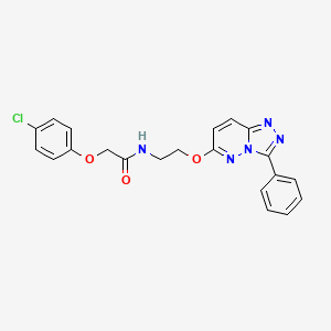 molecular formula C21H18ClN5O3 B3413812 2-(4-chlorophenoxy)-N-[2-({3-phenyl-[1,2,4]triazolo[4,3-b]pyridazin-6-yl}oxy)ethyl]acetamide CAS No. 946272-62-4