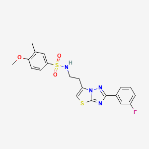molecular formula C20H19FN4O3S2 B3413854 N-(2-(2-(3-fluorophenyl)thiazolo[3,2-b][1,2,4]triazol-6-yl)ethyl)-4-methoxy-3-methylbenzenesulfonamide CAS No. 946274-53-9