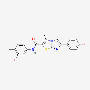 molecular formula C20H15F2N3OS B3413882 N-(3-fluoro-4-methylphenyl)-6-(4-fluorophenyl)-3-methylimidazo[2,1-b][1,3]thiazole-2-carboxamide CAS No. 946275-66-7