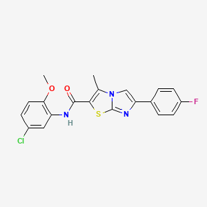 molecular formula C20H15ClFN3O2S B3413888 N-(5-chloro-2-methoxyphenyl)-6-(4-fluorophenyl)-3-methylimidazo[2,1-b][1,3]thiazole-2-carboxamide CAS No. 946275-78-1