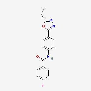 molecular formula C17H14FN3O2 B3413892 N-(4-(5-ethyl-1,3,4-oxadiazol-2-yl)phenyl)-4-fluorobenzamide CAS No. 946275-84-9
