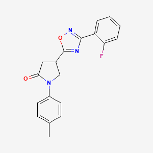 molecular formula C19H16FN3O2 B3413901 4-[3-(2-Fluorophenyl)-1,2,4-oxadiazol-5-yl]-1-(4-methylphenyl)pyrrolidin-2-one CAS No. 946276-53-5