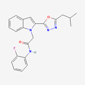 molecular formula C22H21FN4O2 B3413917 N-(2-fluorophenyl)-2-(2-(5-isobutyl-1,3,4-oxadiazol-2-yl)-1H-indol-1-yl)acetamide CAS No. 946280-06-4