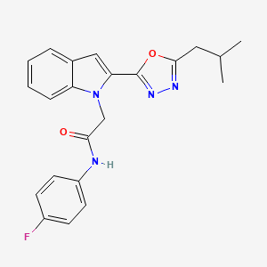 molecular formula C22H21FN4O2 B3413923 N-(4-fluorophenyl)-2-(2-(5-isobutyl-1,3,4-oxadiazol-2-yl)-1H-indol-1-yl)acetamide CAS No. 946280-10-0