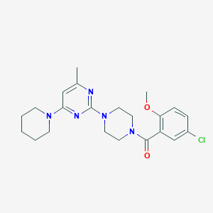 molecular formula C22H28ClN5O2 B3413939 2-[4-(5-Chloro-2-methoxybenzoyl)piperazin-1-yl]-4-methyl-6-piperidin-1-ylpyrimidine CAS No. 946281-13-6