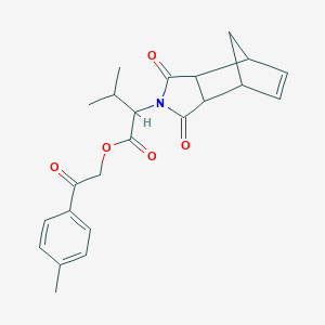 molecular formula C23H25NO5 B341394 2-(4-methylphenyl)-2-oxoethyl 2-(1,3-dioxo-1,3,3a,4,7,7a-hexahydro-2H-4,7-methanoisoindol-2-yl)-3-methylbutanoate 