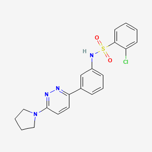 molecular formula C20H19ClN4O2S B3414017 2-chloro-N-(3-(6-(pyrrolidin-1-yl)pyridazin-3-yl)phenyl)benzenesulfonamide CAS No. 946286-92-6