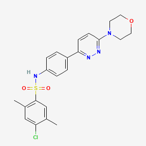 molecular formula C22H23ClN4O3S B3414034 4-chloro-2,5-dimethyl-N-(4-(6-morpholinopyridazin-3-yl)phenyl)benzenesulfonamide CAS No. 946287-36-1