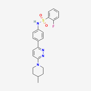 molecular formula C22H23FN4O2S B3414047 2-fluoro-N-(4-(6-(4-methylpiperidin-1-yl)pyridazin-3-yl)phenyl)benzenesulfonamide CAS No. 946287-76-9