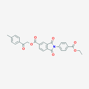 molecular formula C27H21NO7 B341405 2-(4-Methylphenyl)-2-oxoethyl 2-[4-(ethoxycarbonyl)phenyl]-1,3-dioxo-5-isoindolinecarboxylate 