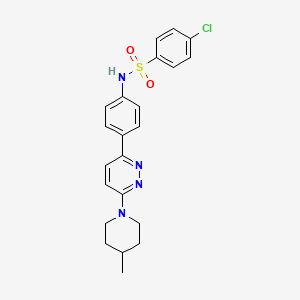 molecular formula C22H23ClN4O2S B3414054 4-chloro-N-(4-(6-(4-methylpiperidin-1-yl)pyridazin-3-yl)phenyl)benzenesulfonamide CAS No. 946287-79-2