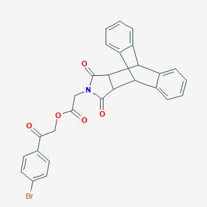 molecular formula C28H20BrNO5 B341406 2-(4-Bromophenyl)-2-oxoethyl (16,18-dioxo-17-azapentacyclo[6.6.5.0~2,7~.0~9,14~.0~15,19~]nonadeca-2,4,6,9,11,13-hexaen-17-yl)acetate (non-preferred name) 