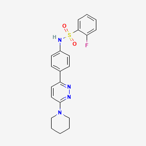 molecular formula C21H21FN4O2S B3414060 2-fluoro-N-[4-(6-piperidin-1-ylpyridazin-3-yl)phenyl]benzenesulfonamide CAS No. 946288-06-8