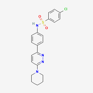 molecular formula C21H21ClN4O2S B3414064 4-chloro-N-[4-(6-piperidin-1-ylpyridazin-3-yl)phenyl]benzenesulfonamide CAS No. 946288-10-4
