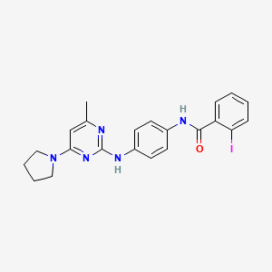 molecular formula C22H22IN5O B3414096 2-iodo-N-(4-{[4-methyl-6-(pyrrolidin-1-yl)pyrimidin-2-yl]amino}phenyl)benzamide CAS No. 946295-22-3