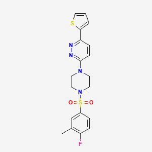molecular formula C19H19FN4O2S2 B3414132 3-[4-(4-Fluoro-3-methylbenzenesulfonyl)piperazin-1-yl]-6-(thiophen-2-yl)pyridazine CAS No. 946305-45-9