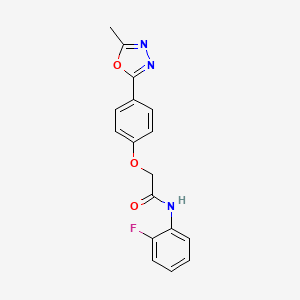 molecular formula C17H14FN3O3 B3414139 N-(2-fluorophenyl)-2-(4-(5-methyl-1,3,4-oxadiazol-2-yl)phenoxy)acetamide CAS No. 946305-57-3
